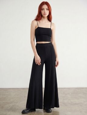 Free People Free-Est Black Sweater Pants XS NWT Wide Leg Cozy Lounge Boho